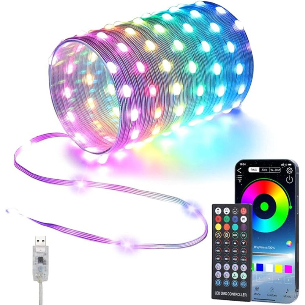String Lights Color-Changing String Waterproof with App & Remote Control, Musicme Bedroom Patio Decor